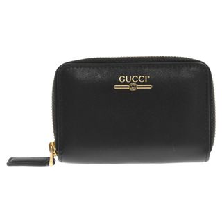 グッチ(Gucci)のGUCCI グッチ ロゴプリント レザーラウンドファスナー コインケース 小銭入れ ブラック 547597(コインケース/小銭入れ)