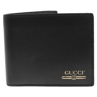 グッチ(Gucci)のGUCCI グッチ ロゴプリント レザーウォレット 二つ折り財布 ブラック 547585(折り財布)