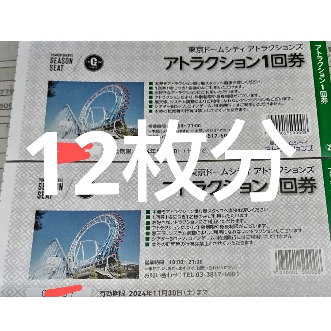 《12枚分》アトラクション1回券*【10枚分】ローラースケート　東京ドームシティ チケットの施設利用券(その他)の商品写真