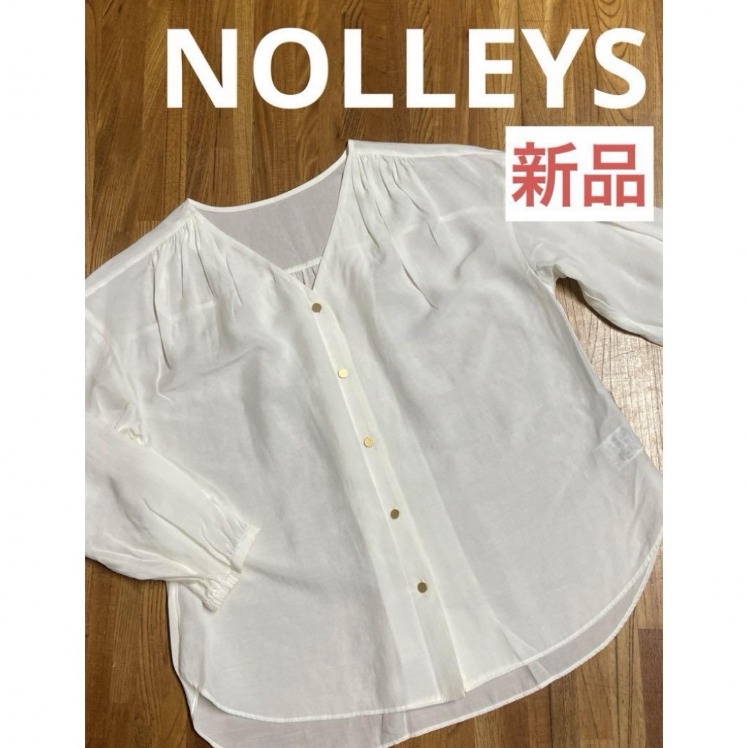 NOLLEY'S(ノーリーズ)の新品未使用　ノーリーズ　ブラウス　トップス　白　ホワイト レディースのトップス(シャツ/ブラウス(長袖/七分))の商品写真