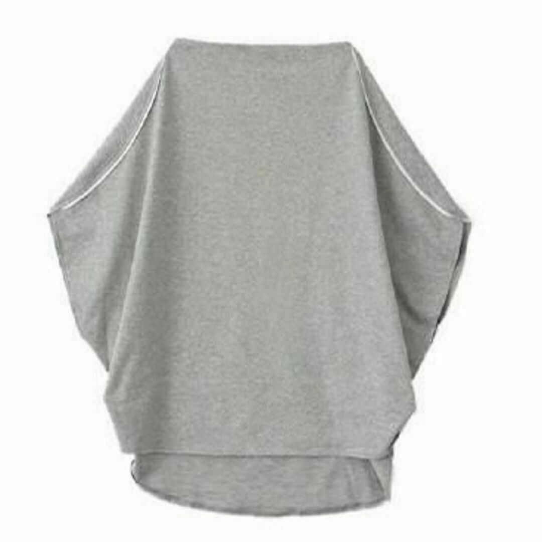 523☆16　ドルマン変形シャツ　グレー　ゆったりワイド　デザインカットソー レディースのトップス(シャツ/ブラウス(長袖/七分))の商品写真