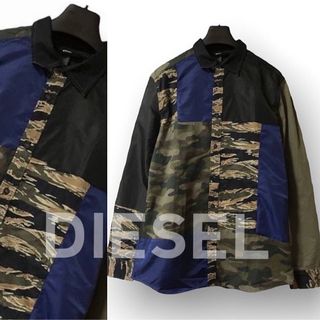 ディーゼル(DIESEL)の新品 DIESEL ディーゼル パッチワーク 迷彩柄×カモ柄 長袖 シャツ L(シャツ)