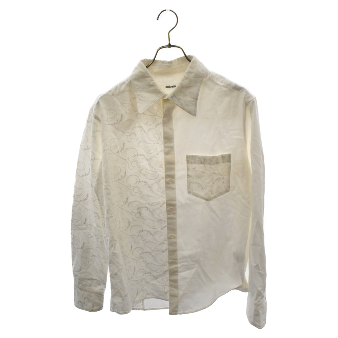 sulvam サルバム 20AW OX RIGHT EMBRO SHIRT ライト エンブロイダリー 長袖 シャツ ホワイト SM-B090-020 メンズのトップス(シャツ)の商品写真