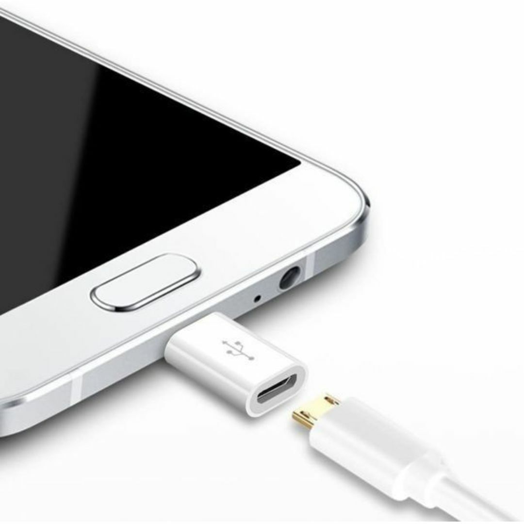 【micro USB ⇒ USB Type-C 変換アダプター】白３個◆充電専用 スマホ/家電/カメラのスマホアクセサリー(その他)の商品写真