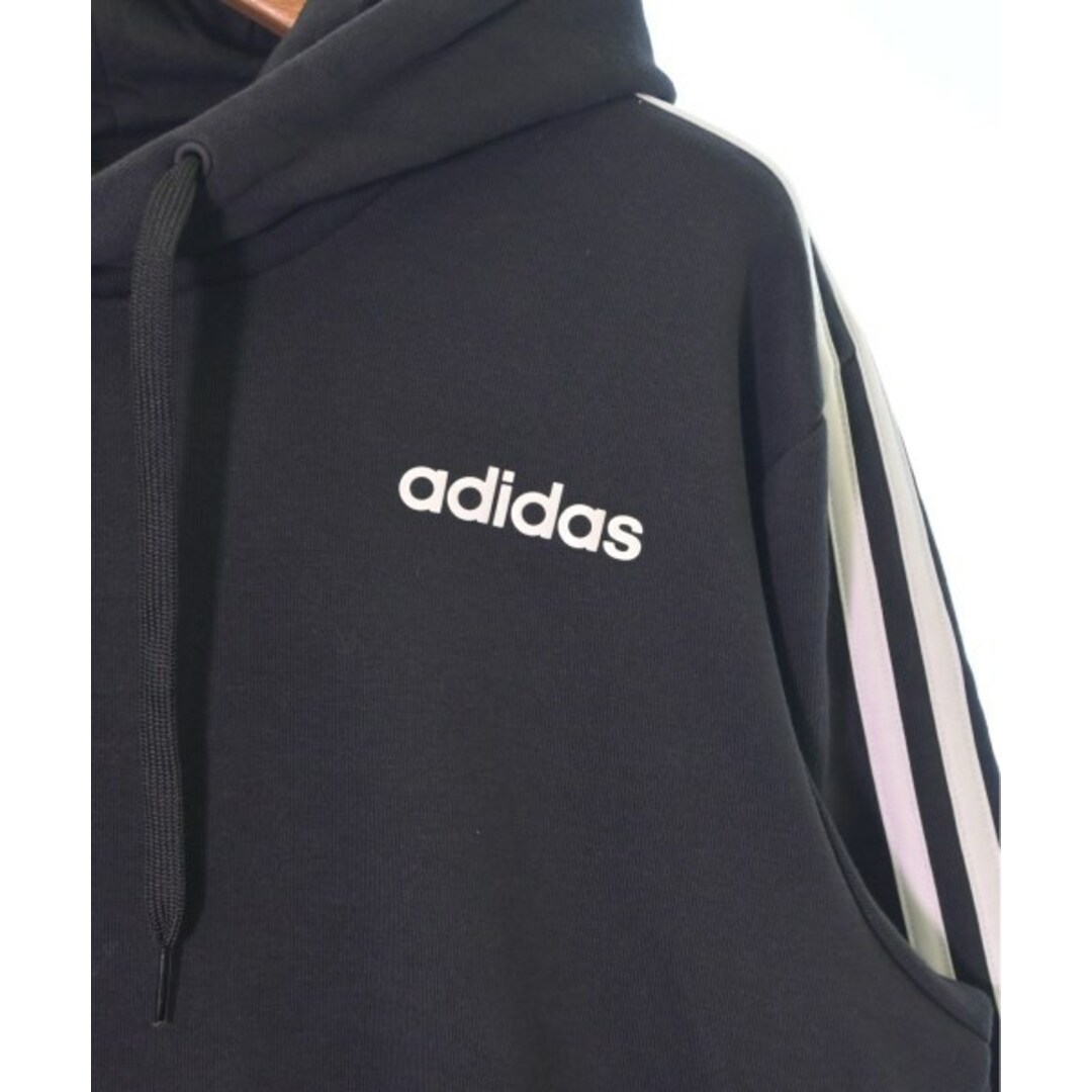 adidas(アディダス)のadidas アディダス パーカー M 黒x白 【古着】【中古】 メンズのトップス(パーカー)の商品写真