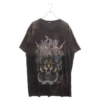 バルマン(BALMAIN)のBALMAIN バルマン タイガープリント ダメージ加工 オーバーサイズ 半袖Tシャツカットソー ブラック(Tシャツ/カットソー(半袖/袖なし))