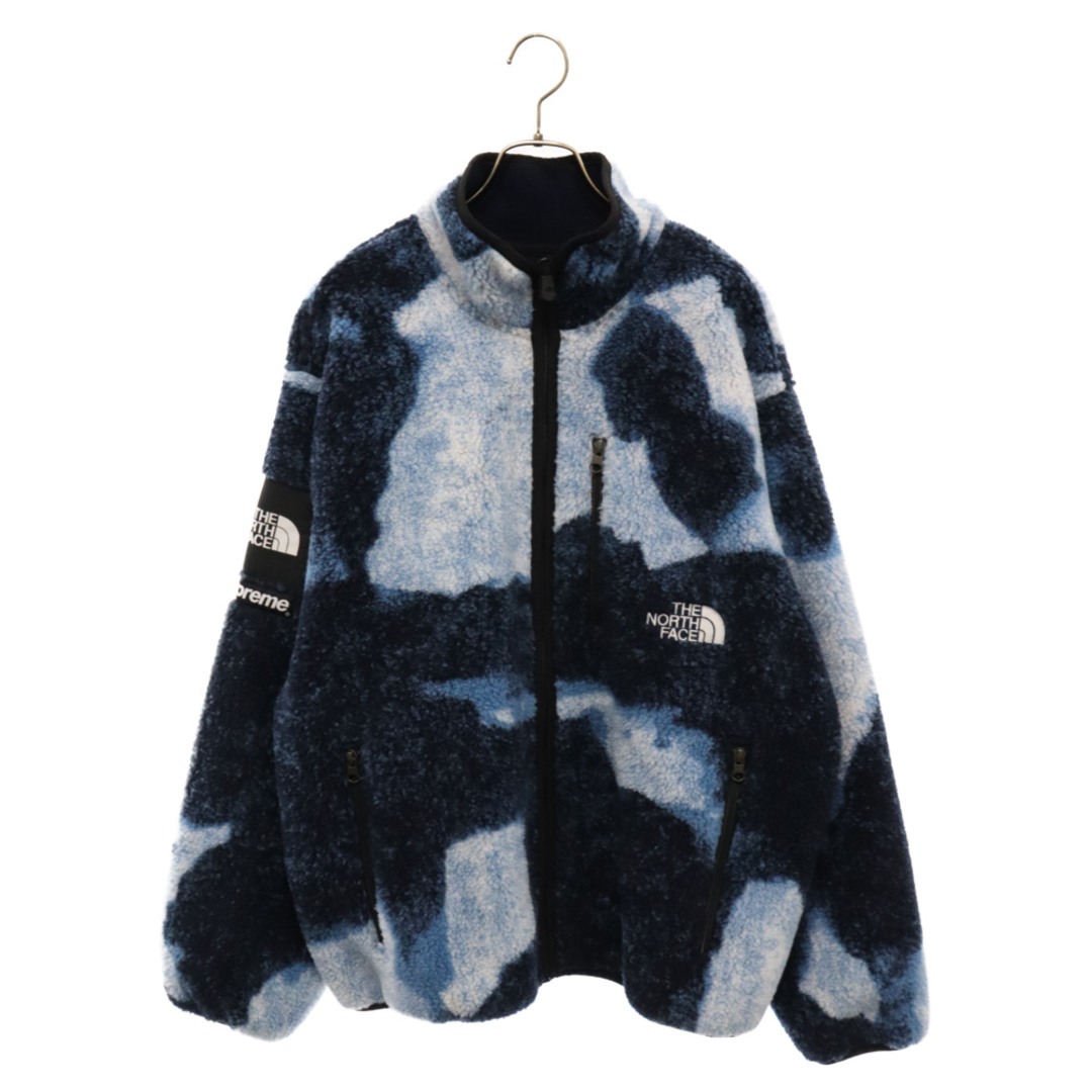 Supreme(シュプリーム)のSUPREME シュプリーム 21AW×THE NORTH FACE Bleached Denim Print Fleece Jacket ザノースフェイス ブリーチド デニム プリントフリースジャケット ブルー NA52100I メンズのジャケット/アウター(フライトジャケット)の商品写真