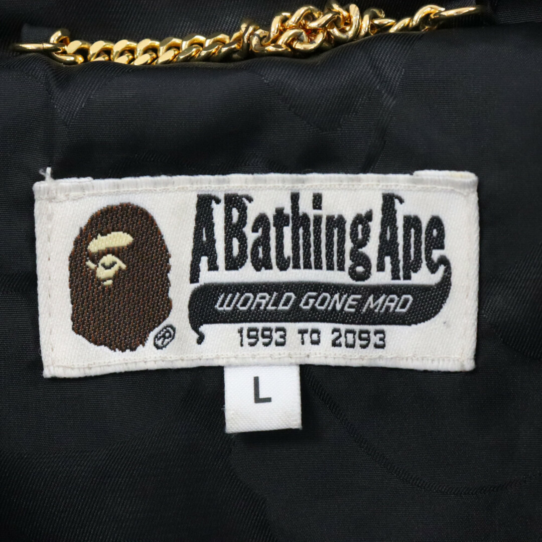 A BATHING APE(アベイシングエイプ)のA BATHING APE アベイシングエイプ Sport Monogram Fake Fur Hoodie Jacket 0ZXJKMX41051L スポーツモノグラム フェイクファージャケット 総柄 アウター ブラック/グレー メンズのジャケット/アウター(フライトジャケット)の商品写真