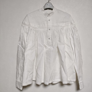 Scye リネン高密度タックシャツ 1219-31028 ブラウス シャツ ホワイト レディース サイ【中古】4-0429M∞