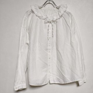 ネストローブ(nest Robe)のnest Robe 01204-1586-8 コットンリネンダンガリーフリル ブラウス シャツ ホワイト レディース ネストローブ【中古】4-0429M∞(シャツ/ブラウス(長袖/七分))