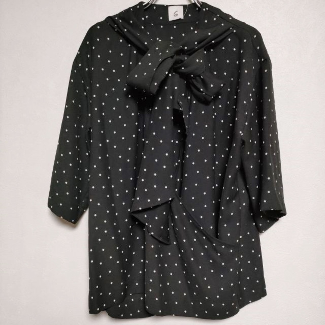 BEAUTY&YOUTH UNITED ARROWS(ビューティアンドユースユナイテッドアローズ)のROKU 6 BEAUTY&YOUTH DOT PRINT SHIRT ドットピンタック 水玉 定価24200円  ブラウス シャツ ブラック レディース ロクビューティアンドユース【中古】4-0429S∞ レディースのトップス(シャツ/ブラウス(長袖/七分))の商品写真