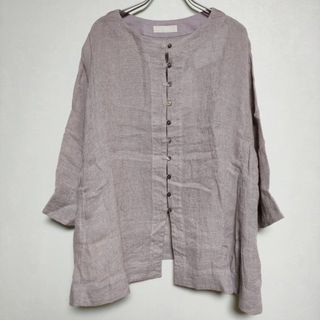 ネストローブ(nest Robe)のnest Robe 01201-1014 先染めリネンパナマ ブラウス シャツ パープル系 レディース ネストローブ【中古】4-0429M∞(シャツ/ブラウス(長袖/七分))