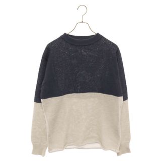 junhashimoto - jun hashimoto ジュンハシモト BICOLOR KNIT 1092010003 バイカラー 長袖サマーニット セーター ネイビー/ホワイト