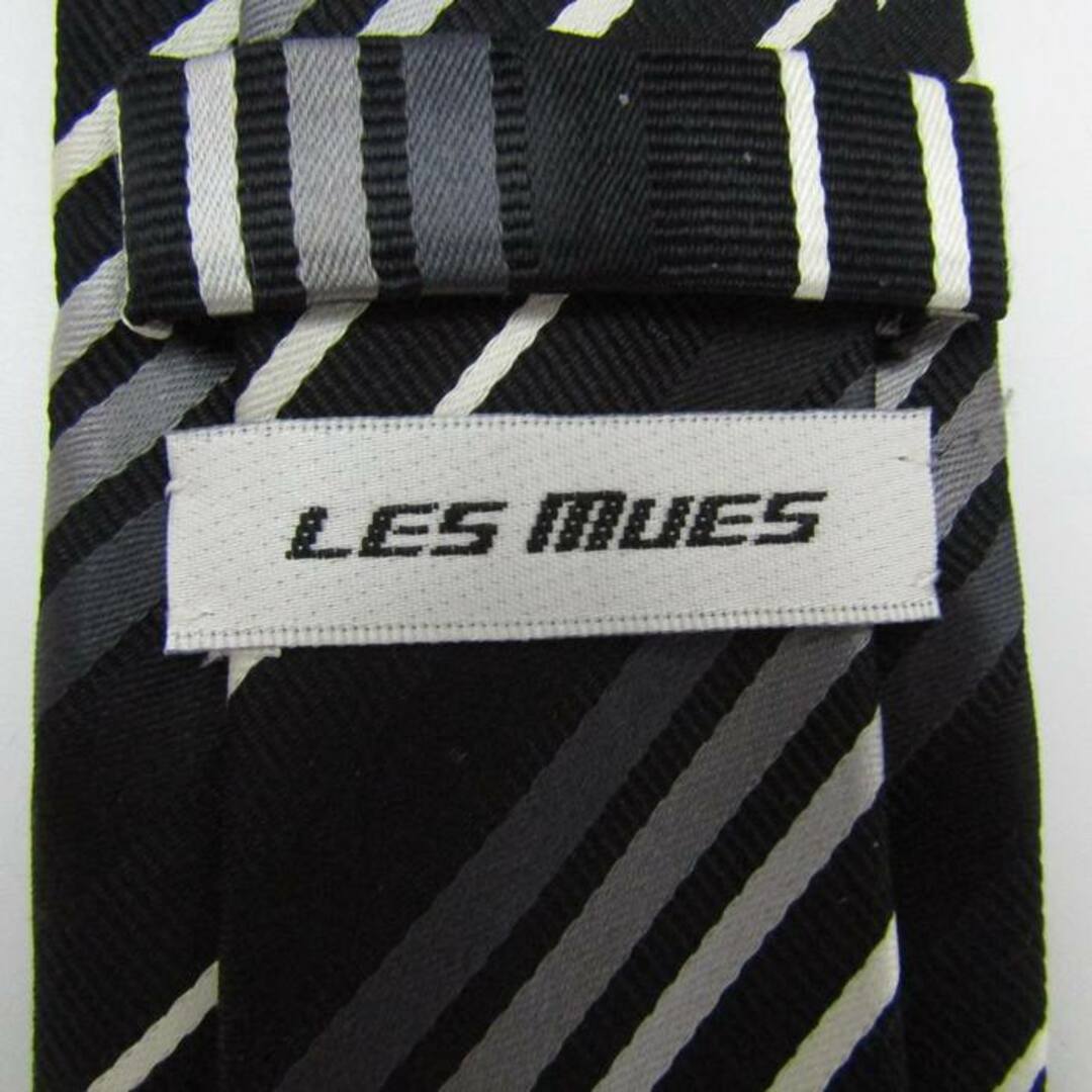 レミュー ブランドネクタイ ストライプ柄 シルク PO  メンズ ブラック LES MUES メンズのファッション小物(ネクタイ)の商品写真