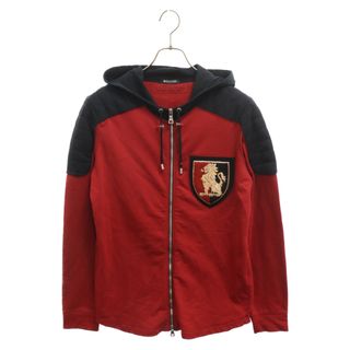 バルマン(BALMAIN)のBALMAIN バルマン エンブレムワッペンジップアップパーカー レッド W5HJ623C492B(パーカー)