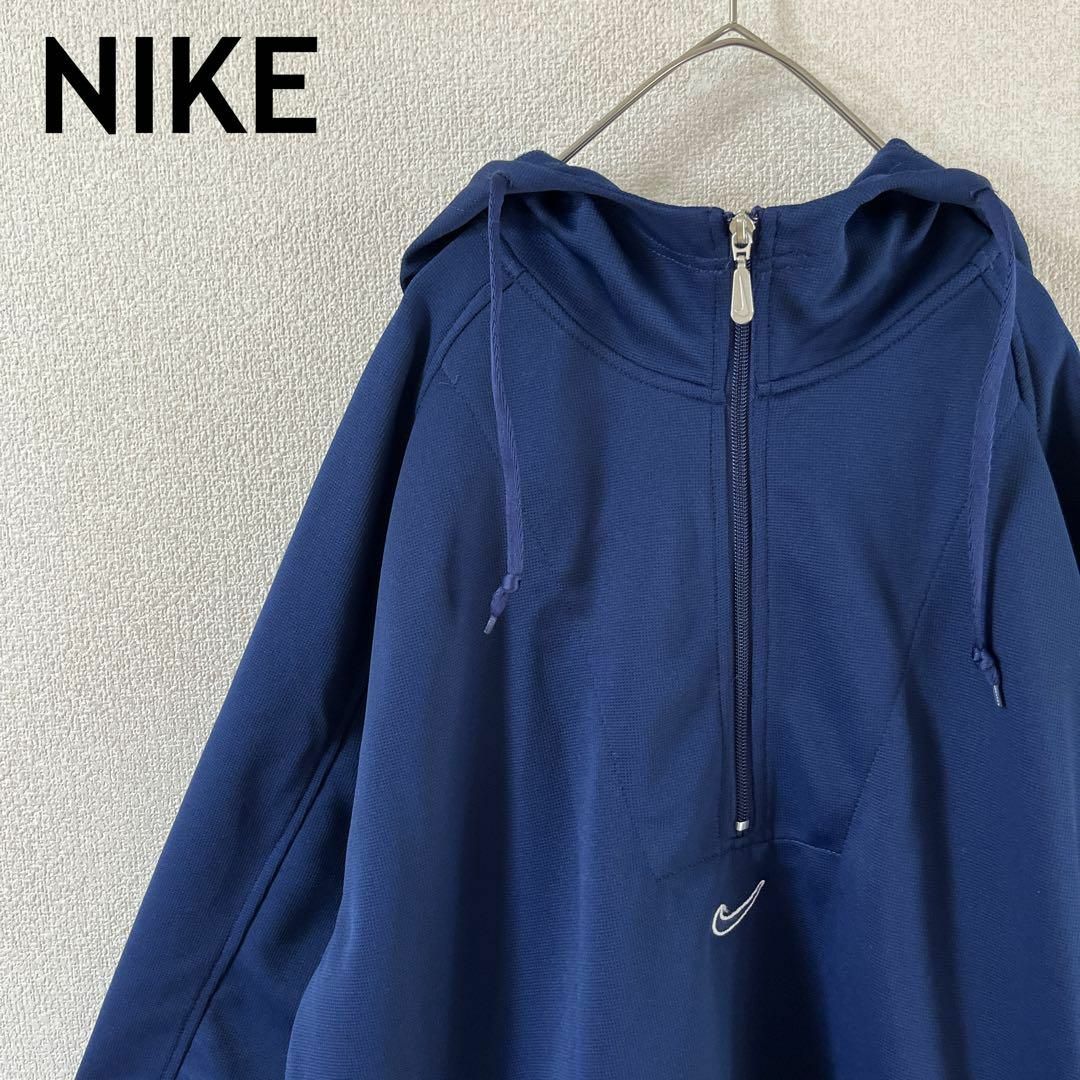 NIKE(ナイキ)のU3 NIKE 90s ハーフジップパーカー　センターロゴ　Ｌメンズ大きめ メンズのトップス(ジャージ)の商品写真