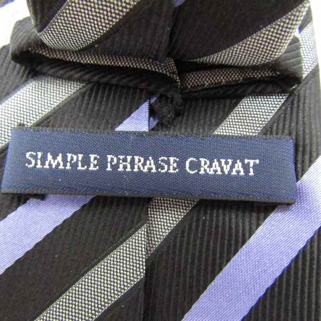 シンプルフレーズクラバット ブランドネクタイ ストライプ柄 シルク混 PO  メンズ ブラック SIMPLE PHRASE CRAVAT メンズのファッション小物(ネクタイ)の商品写真