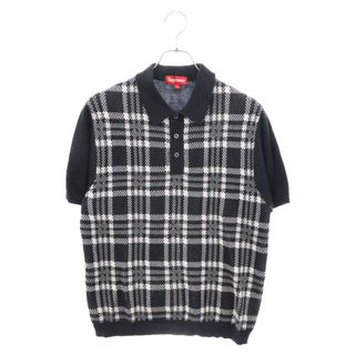 シュプリーム(Supreme)のSUPREME シュプリーム 18SS Plaid Knit Polo ピルド チェック切り替え半袖ポロシャツ ブラック(ポロシャツ)