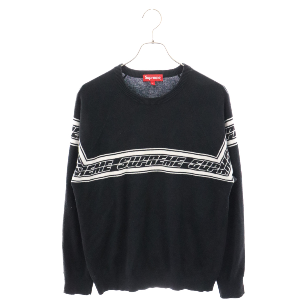 Supreme(シュプリーム)のSUPREME シュプリーム 18SS Striped Raglan Sweater フロントロゴ ニットセーター ブラック メンズのトップス(ニット/セーター)の商品写真