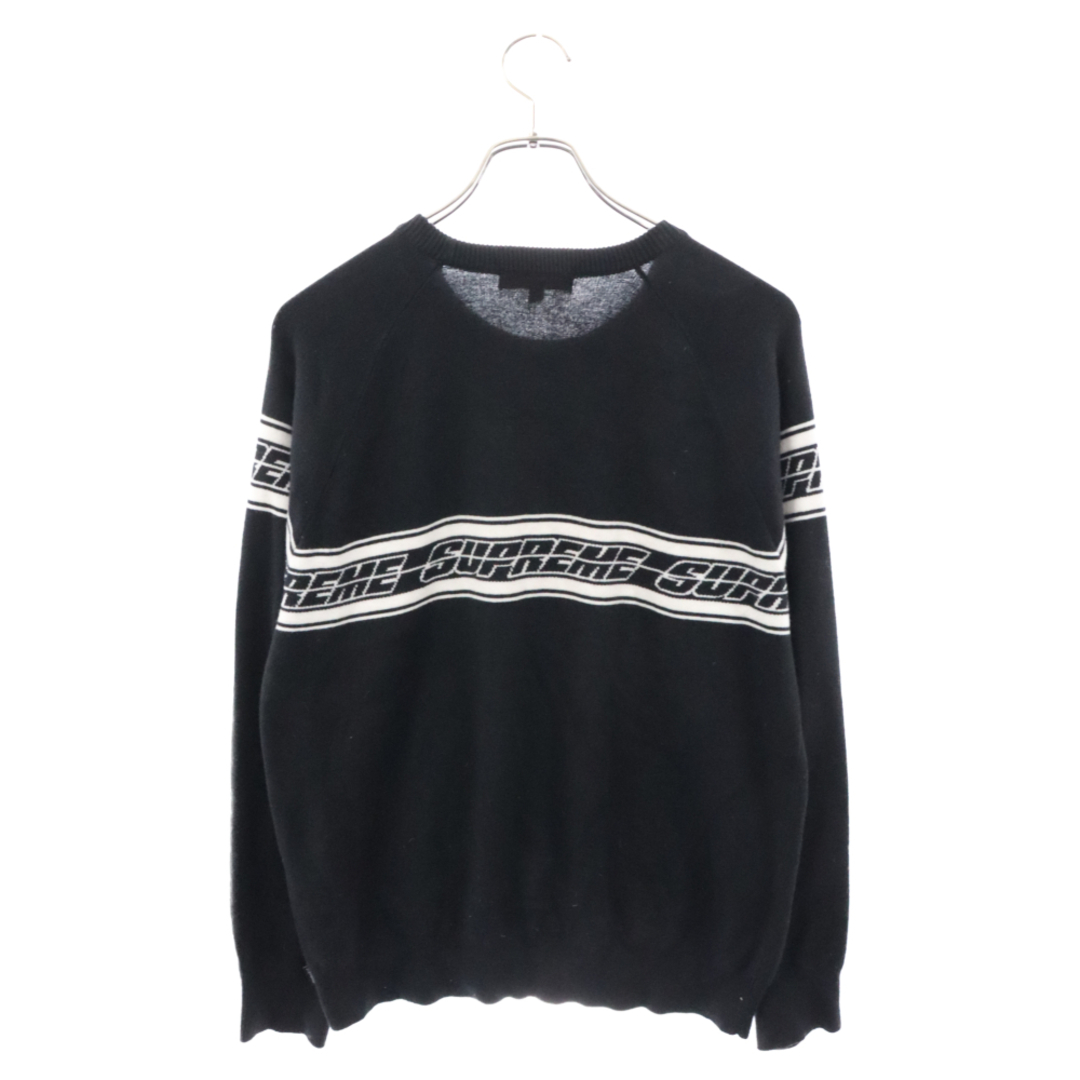 Supreme(シュプリーム)のSUPREME シュプリーム 18SS Striped Raglan Sweater フロントロゴ ニットセーター ブラック メンズのトップス(ニット/セーター)の商品写真