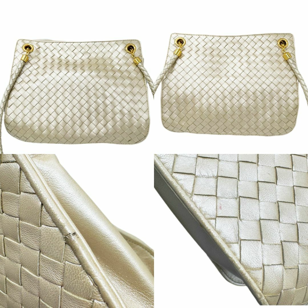 Bottega Veneta(ボッテガヴェネタ)のBOTTEGA VENETA ボッテガ ヴェネタ ショルダー バッグ ヴィンテージ オールド イントレチャート シャンパンゴールド アイボリー ゴールド金具 G金具 レディース レディースのバッグ(ショルダーバッグ)の商品写真