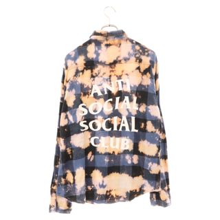 アンチソーシャルソーシャルクラブ(ANTI SOCIAL SOCIAL CLUB)のANTI SOCIAL SOCIAL CLUB アンチソーシャルソーシャルクラブ ブリーチデザイン ロゴバックプリント フランネルチェック長袖シャツ ブルー/オレンジ(シャツ)