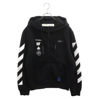 オフホワイト(OFF-WHITE)のOFF-WHITE オフホワイト 19AW MARIANA SLIM ZIPPED HOODIE マリアナスリムジップフーディー プリント パーカー ブラック OMBE001E19E30005(パーカー)