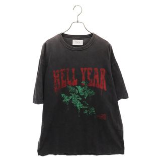 TAIN DOUBLE PUSH タインダブルプッシュ HELL YEAR S/S TEE ヘルイヤー プリント半袖Tシャツ ブラック(Tシャツ/カットソー(半袖/袖なし))