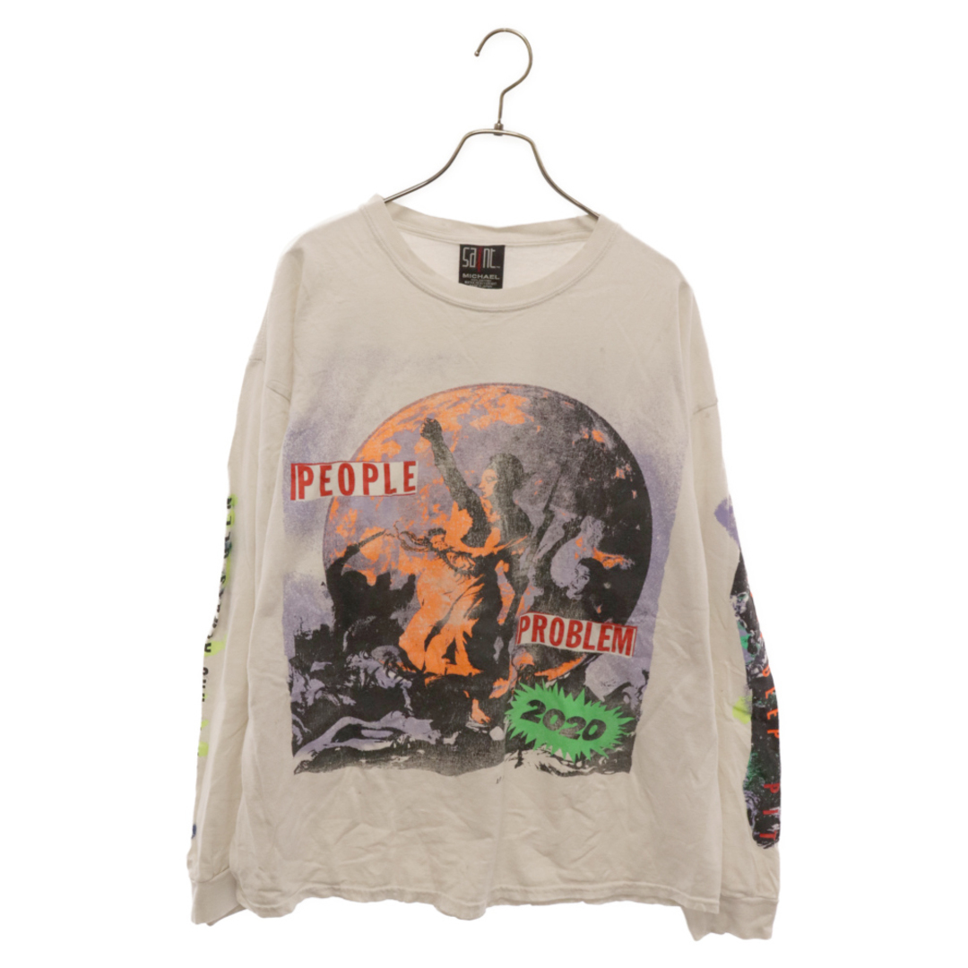 SAINT MICHAEL セントマイケル 20 PEOPLE PROBLEM L/S Tee POP UP限定 長袖Tシャツ ロングスリーブカットソー ホワイト メンズのトップス(Tシャツ/カットソー(七分/長袖))の商品写真