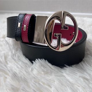 グッチ(Gucci)の未使用級　GUCCI インターロッキングG リバーシブルベルト　カーフ　赤　黒(ベルト)