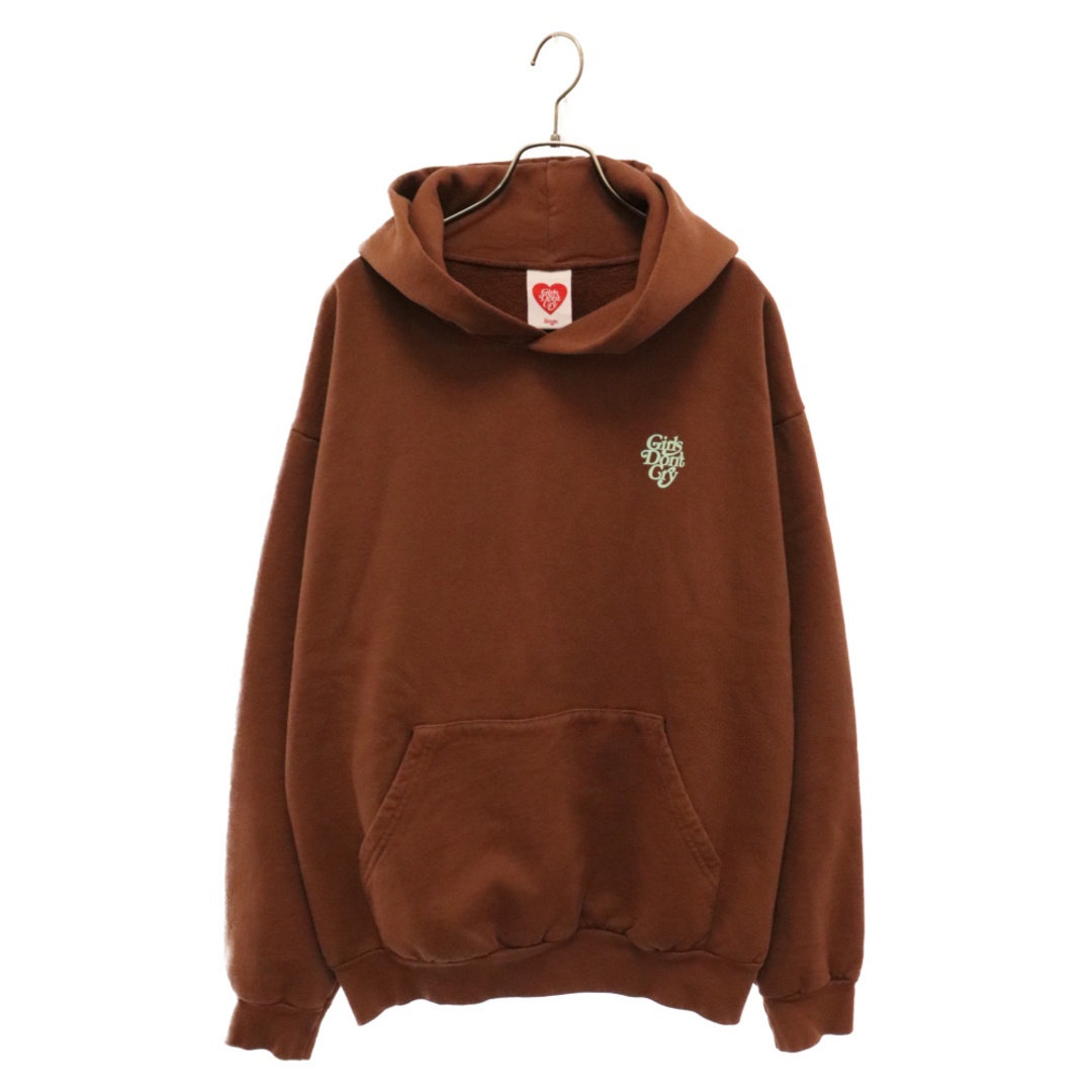 Girls Don't Cry ガールズドントクライ LOGO HOODIE ロゴプリント プルオーバーパーカー フーディー ブラウン/ミントグリーン メンズのトップス(パーカー)の商品写真