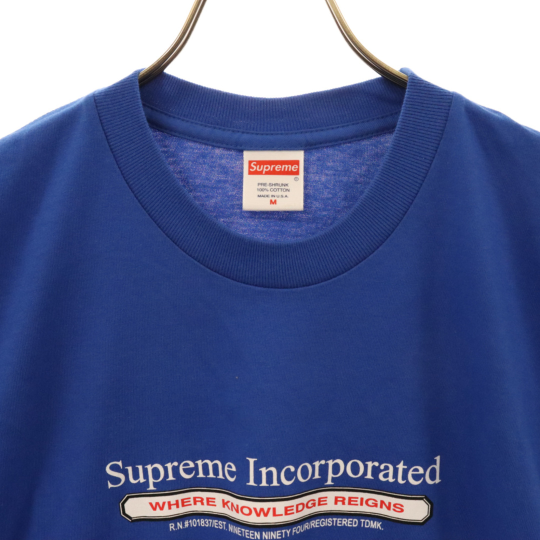 Supreme(シュプリーム)のSUPREME シュプリーム 19AW Inc.Tee Incorporated インク フロントプリント 半袖Tシャツ ブルー メンズのトップス(Tシャツ/カットソー(半袖/袖なし))の商品写真