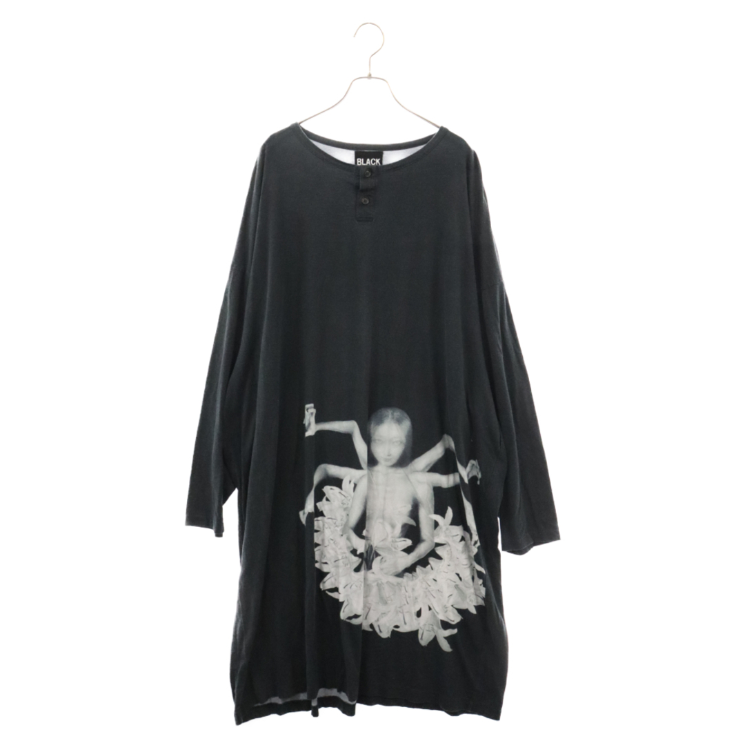 BLACK Scandal Yohji Yamamoto ブラックスキャンダルヨウジヤマモト 20SS 内田柄BIGヘンリー 長袖Tシャツ HN-T21-274 ブラック メンズのトップス(Tシャツ/カットソー(七分/長袖))の商品写真