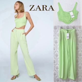 ザラ(ZARA)の【タグ付き新品 S-M】ZARA トップス＋パンツ 2点set(カジュアルパンツ)