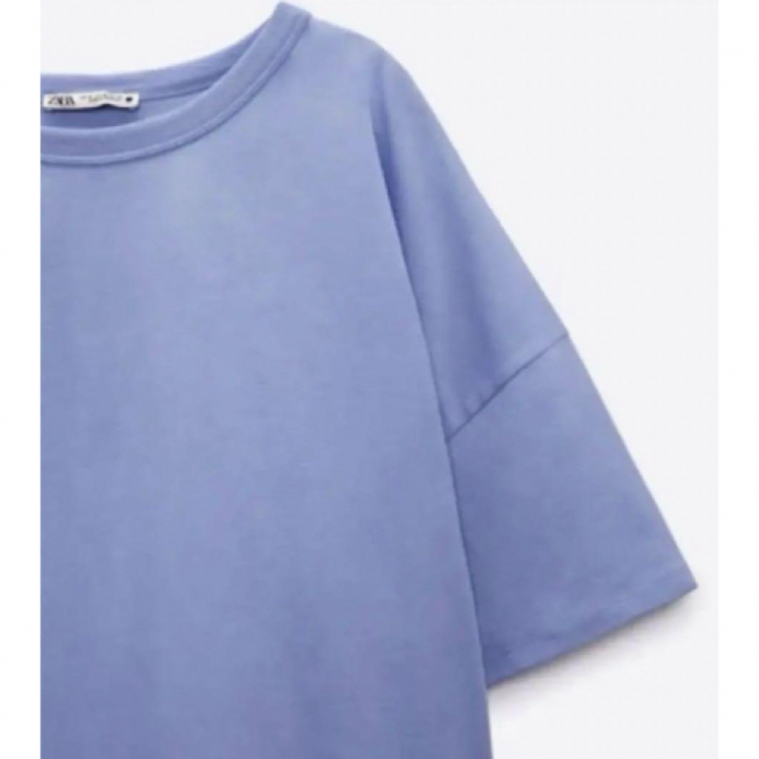 ZARA(ザラ)の新品　ZARA  Tシャツ　ブルー レディースのトップス(Tシャツ(半袖/袖なし))の商品写真