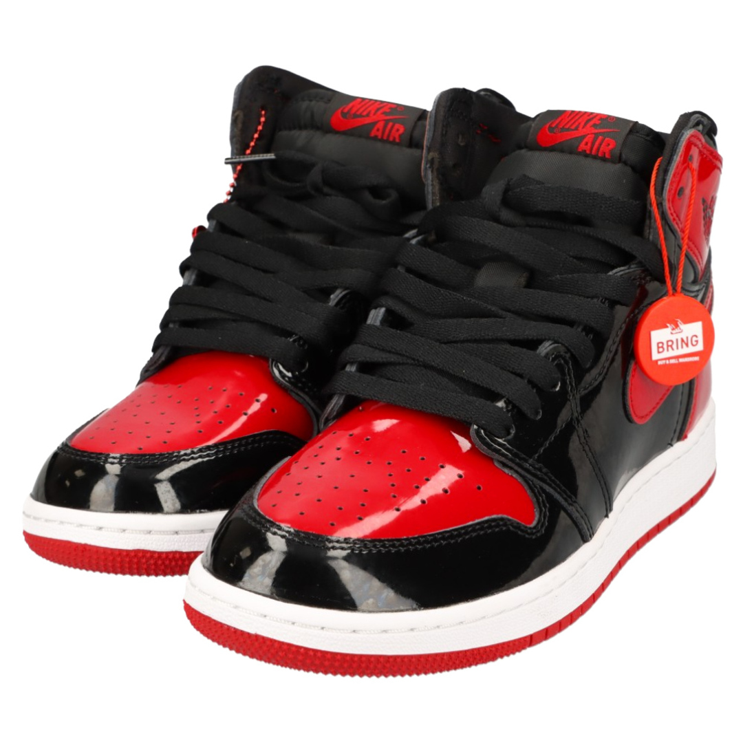 NIKE(ナイキ)のNIKE ナイキ AIR JORDAN 1 RETRO HI OG GS PATENT BRED 575441-063 エアジョーダン1 パテントブレッド ハイカットスニーカー レディース US6Y/24cm ブラック/レッド レディースの靴/シューズ(スニーカー)の商品写真