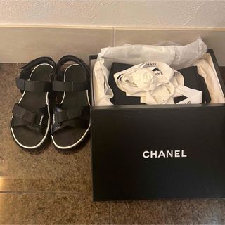 美品　CHANEL シャネル　スポーツサンダル　黒