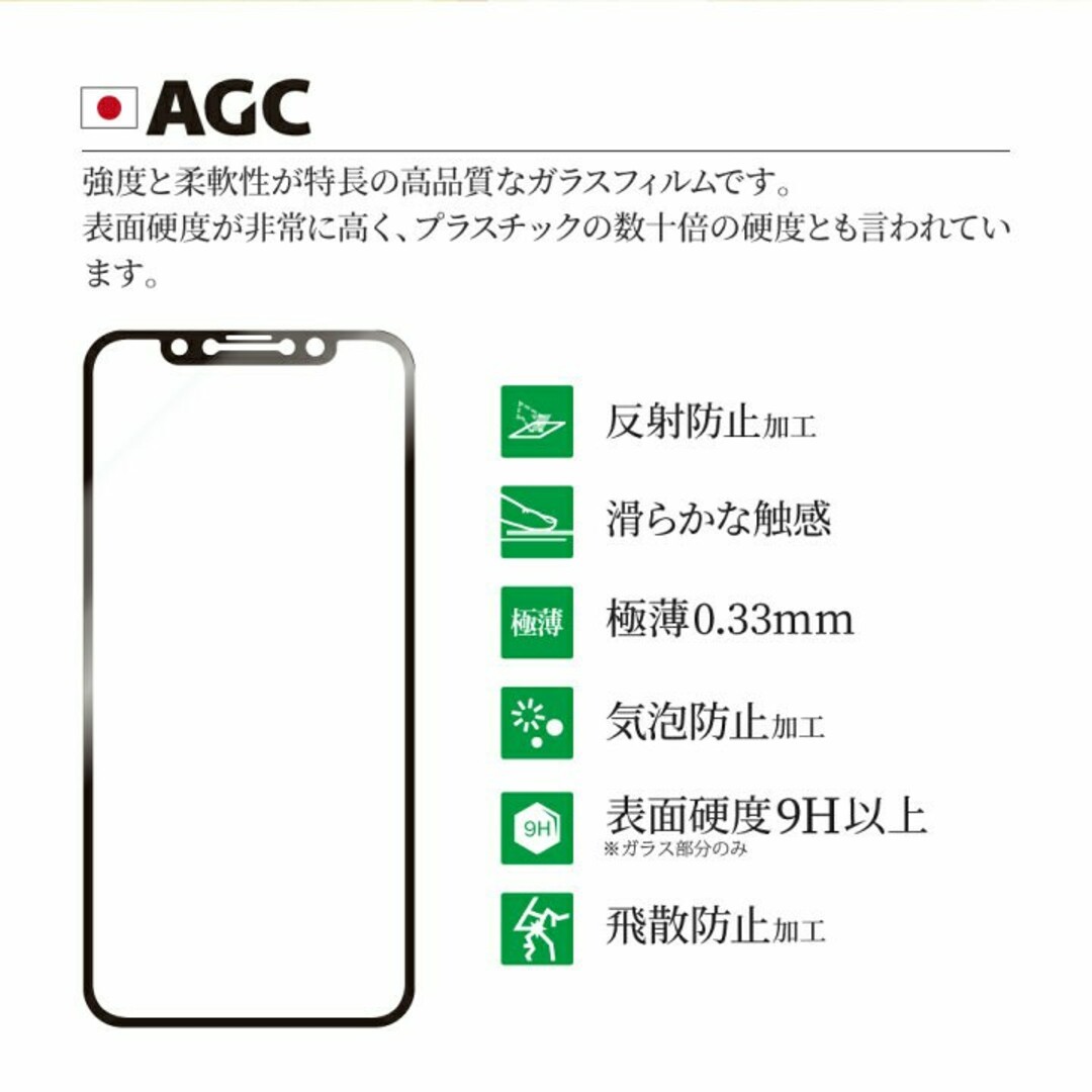 iPhone11/XRドラゴントレイル反射防止ガラスフィルム・黒フレーム付き スマホ/家電/カメラのスマホアクセサリー(保護フィルム)の商品写真