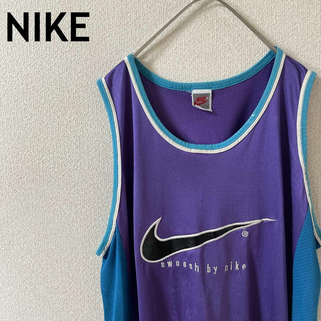 NIKE(ナイキ)のL2 NIKEタンクトップゲームシャツメッシュ90s USA製Ｌメンズ程度フリー メンズのトップス(タンクトップ)の商品写真