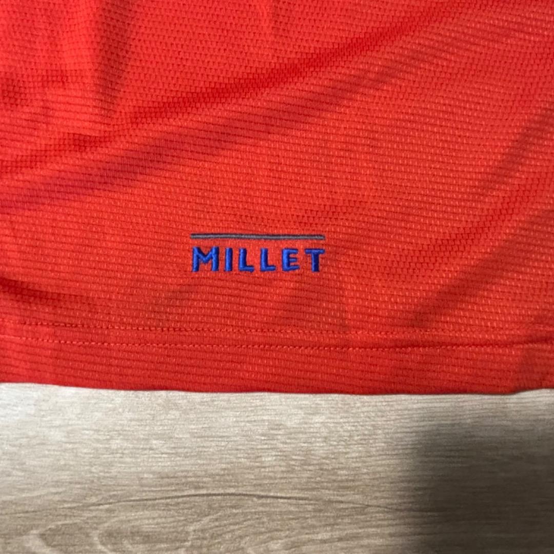 MILLET(ミレー)のMILLET ミレー　ハーフジップ　半袖　М 赤　アウトドア　速乾　90サイズ レディースのトップス(シャツ/ブラウス(半袖/袖なし))の商品写真