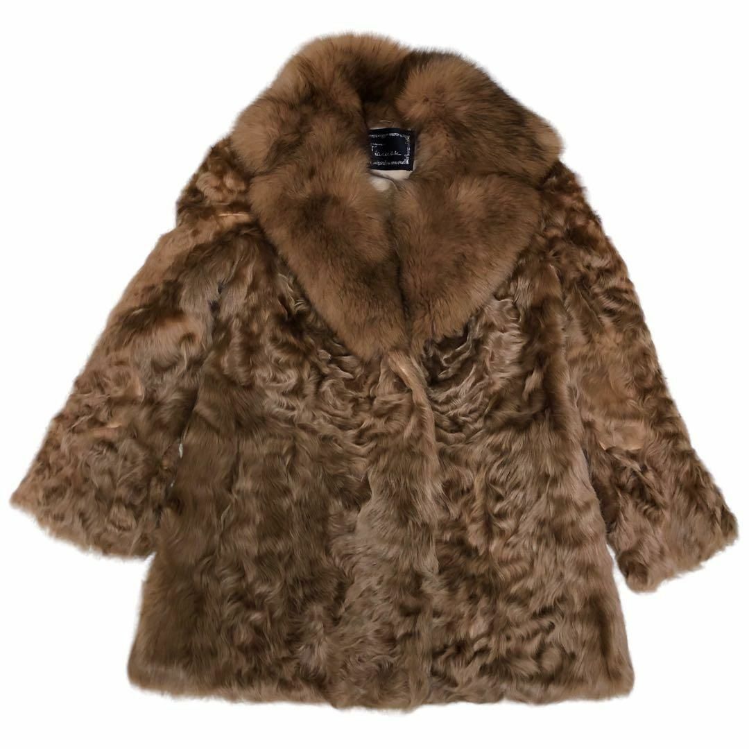 リアルファーコート 毛皮コート ブラウン 茶色 長袖 レディースのジャケット/アウター(毛皮/ファーコート)の商品写真