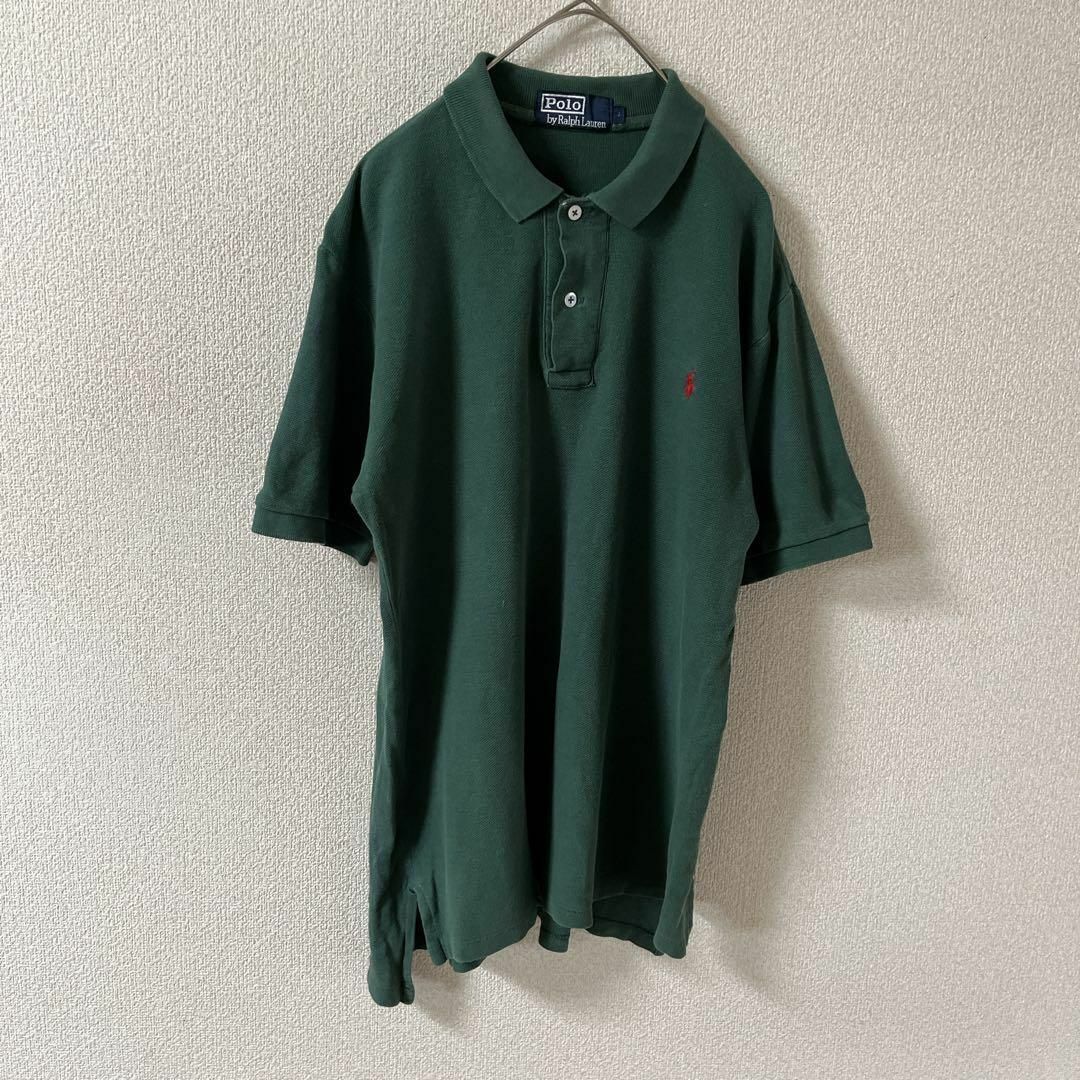 W1ラルフローレン　ポロシャツ　半袖　鹿子　90s Mメンズ 緑 メンズのトップス(ポロシャツ)の商品写真