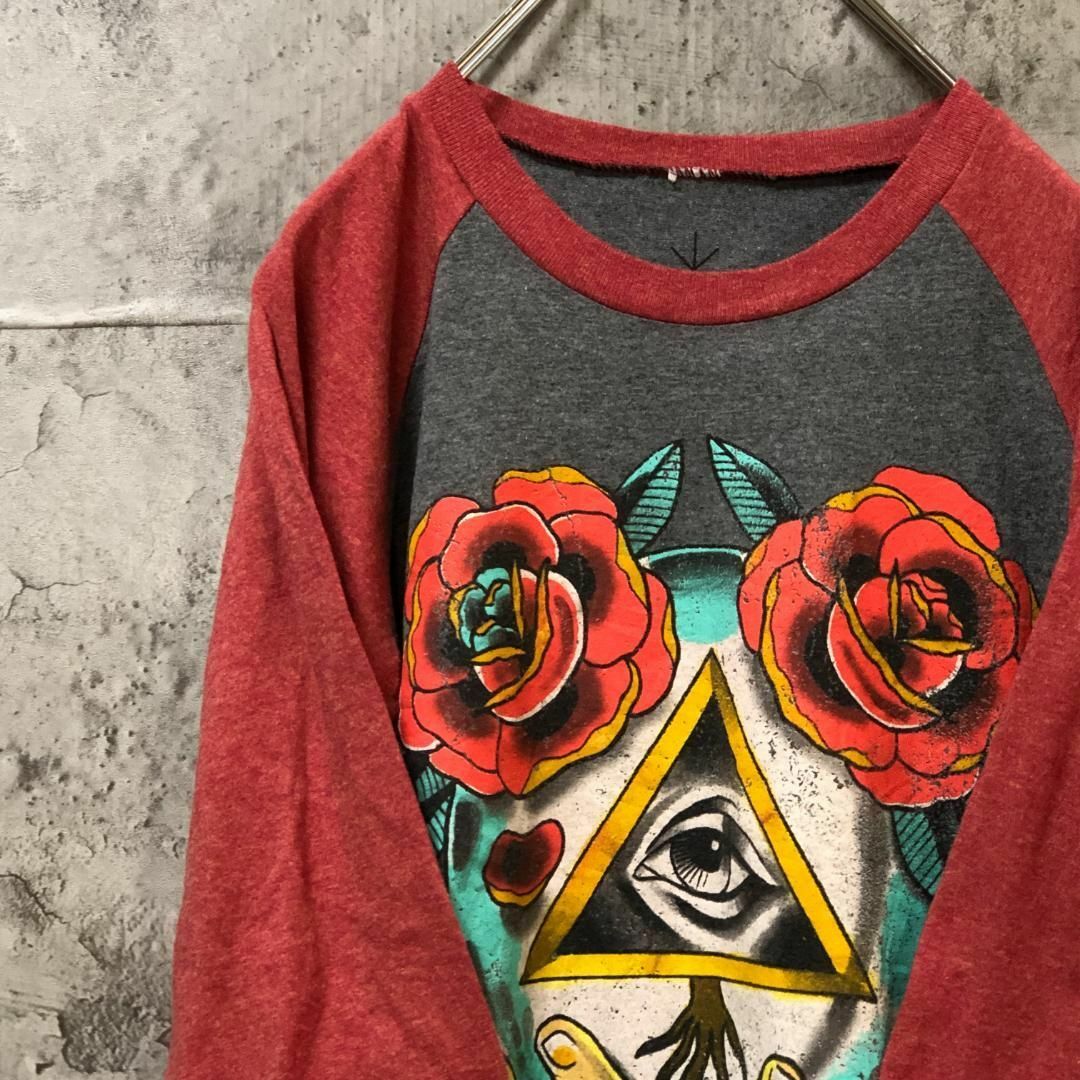 薔薇 プロビデンスの目 手のひら バイカラー ロンT メンズのトップス(Tシャツ/カットソー(七分/長袖))の商品写真