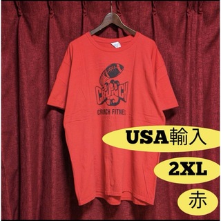 アメリカ古着 企業ロゴ Tシャツ 赤 レッド 2XL 大きいサイズ フィットネス(Tシャツ/カットソー(半袖/袖なし))