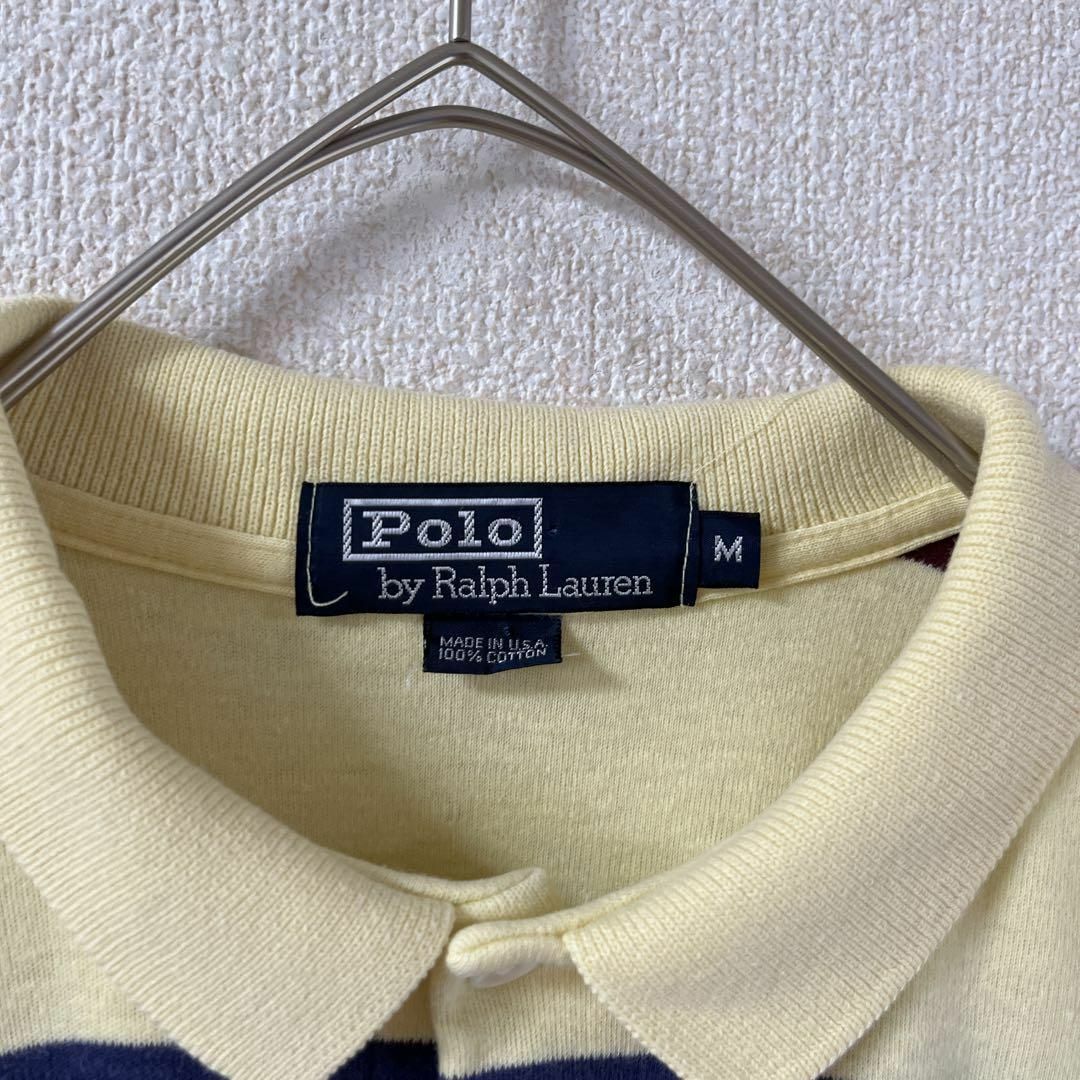 POLO RALPH LAUREN(ポロラルフローレン)のL3 ラルフローレン　ボーダーポロシャツ　カラフルUSA製　Mメンズ　半袖 メンズのトップス(ポロシャツ)の商品写真