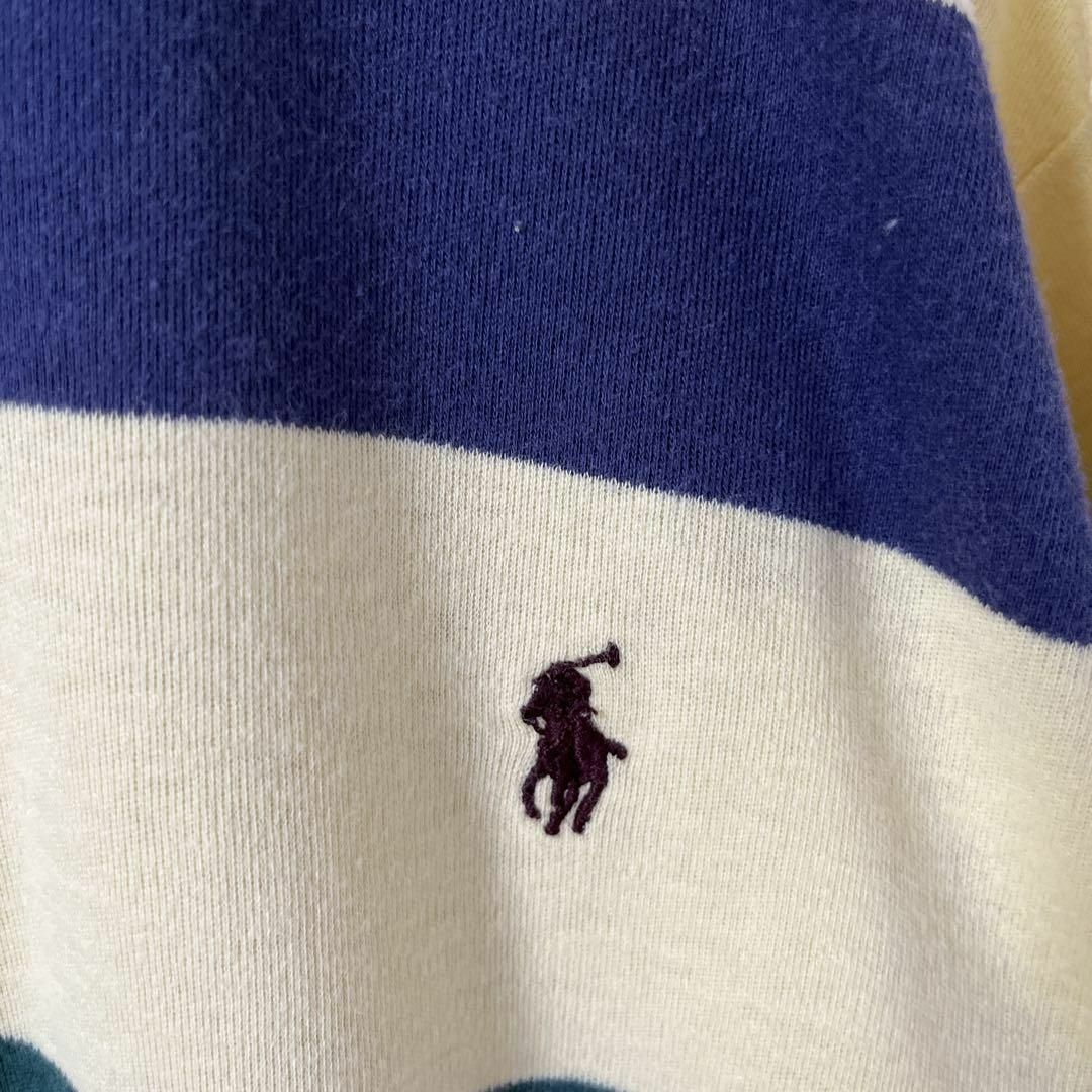 POLO RALPH LAUREN(ポロラルフローレン)のL3 ラルフローレン　ボーダーポロシャツ　カラフルUSA製　Mメンズ　半袖 メンズのトップス(ポロシャツ)の商品写真