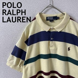 ポロラルフローレン(POLO RALPH LAUREN)のL3 ラルフローレン　ボーダーポロシャツ　カラフルUSA製　Mメンズ　半袖(ポロシャツ)