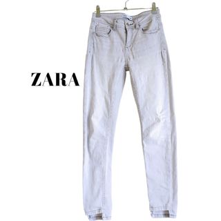 ザラ(ZARA)のZARA ダメージデニム ライトグレー ジーパン スキニーパンツ  ストレッチ(デニム/ジーンズ)