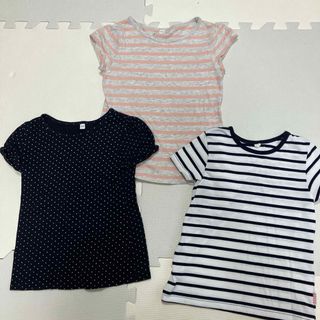 110センチ◆女の子向け半袖Tシャツ◆ボーダー柄、水玉柄(Tシャツ/カットソー)