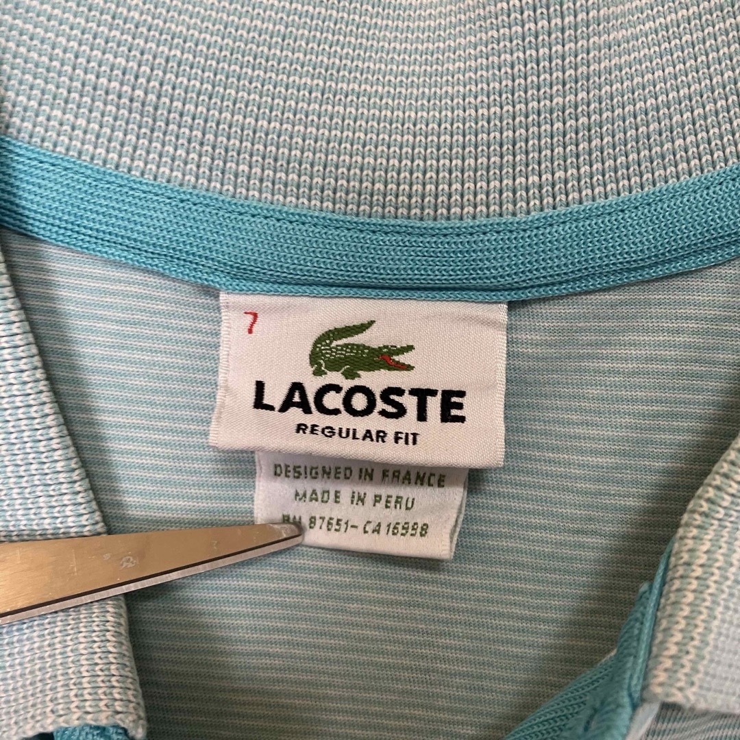 LACOSTE(ラコステ)のラコステ 半袖ポロシャツワンポイント刺繍ロゴ90sフランス製ボーダーZ1220 メンズのトップス(ポロシャツ)の商品写真